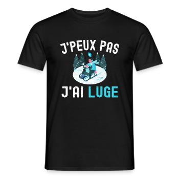 J'Peux Pas J'ai Luge Cadeau Lugeur Humour Enfant - T-shirt homme - noir - Devant - AI Model Male 178 light (178cm)