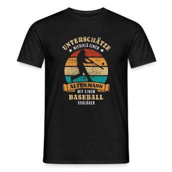 Unterschätze nie einen alten Mann - Baseball - Männer T-Shirt - Schwarz - Vorne - AI Model Male 178 light (178cm)