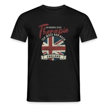 Ich brauche keine Therapie ich muss nach England - Männer T-Shirt - Schwarz - Vorne - AI Model Male 178 light (178cm)