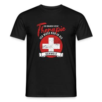 Ich brauche keine Therapie ich muss in die Schweiz - Männer T-Shirt - Schwarz - Vorne - AI Model Male 178 light (178cm)