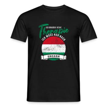 Ich brauch keine Therapie ich muss nur nach Ungarn - Männer T-Shirt - Schwarz - Vorne - AI Model Male 178 light (178cm)