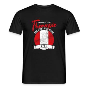 Ich brauche keine Therapie ich muss nach Peru - Männer T-Shirt - Schwarz - Vorne - AI Model Male 178 light (178cm)