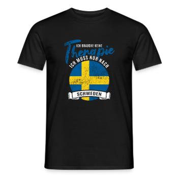 Ich brauche keine Therapie ich muss nach Schweden - Männer T-Shirt - Schwarz - Vorne - AI Model Male 178 light (178cm)