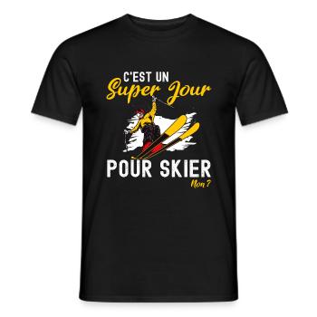 Super Jour pour Skier Cadeau Ski Humour Skieur Fun - T-shirt homme - noir - Devant - AI Model Male 178 light (178cm)