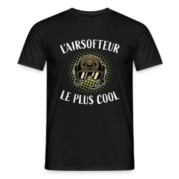 Airsofteur le Plus Cool Tee Shirt Airsoft Softair - T-shirt homme - noir - Devant - AI Model Male 178 light (178cm)