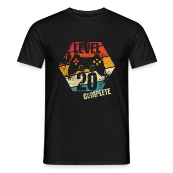 Niveau 20 Complet - Joueur - Anniversaire - Cadeau - T-shirt homme - noir - Devant - AI Model Male 178 light (178cm)