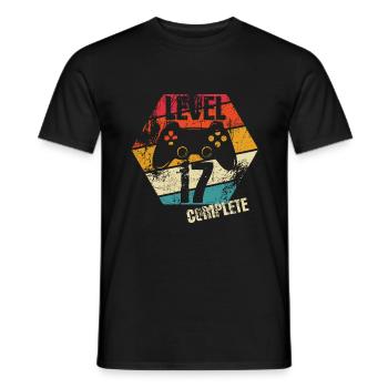 Level 17 Complete - Gamer - Birthday - Gift - Men's T-Shirt - black - Front - AI Model Male 178 light (178cm)