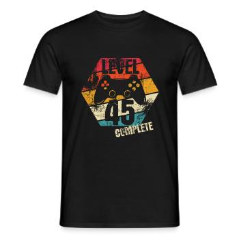 Niveau 45 Complet - Joueur - Anniversaire - Cadeau - T-shirt homme - noir - Devant - AI Model Male 178 light (178cm)