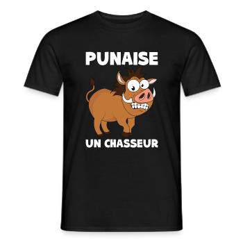 Humour Sanglier Chasse - T-shirt homme - noir - Devant - AI Model Male 178 light (178cm)