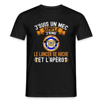 Mec Simple J'aime Lancer de Hache et Apéro Humour - T-shirt homme - noir - Devant - AI Model Male 178 light (178cm)