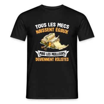 Les Mecs Naissent Rôlistes Homme Jeux de Role JDR - T-shirt homme - noir - Devant - AI Model Male 178 light (178cm)