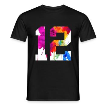 NUMBER 12 YEARS OLD 12TH BIRTHDAY - Men's T-Shirt - black - Front - AI Model Male 178 light (178cm)