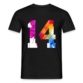 NUMBER 14 YEARS OLD 14TH BIRTHDAY - Men's T-Shirt - black - Front - AI Model Male 178 light (178cm)