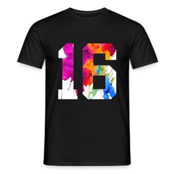 NUMMER 16 JAHRE ALT 16. GEBURTSTAG - Männer T-Shirt - Schwarz - Vorne - AI Model Male 178 light (178cm)