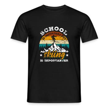 School is important but Skiing is more important - Ski - Men's T-Shirt - black - Front - AI Model Male 178 light (178cm)