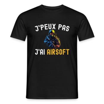 J'Peux Pas J'ai Airsoft Humour Softair Cadeau Fan - T-shirt homme - noir - Devant - AI Model Male 178 light (178cm)