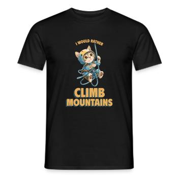 I would rather climb mountains Bergklettern Katze - Männer T-Shirt - Schwarz - Vorne - AI Model Male 178 light (178cm)