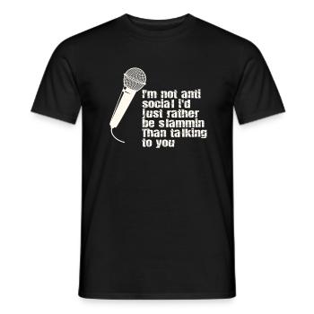 Ich Bin Nicht Anti-sozial Poetry Slam - Männer T-Shirt - Schwarz - Vorne - AI Model Male 178 light (178cm)