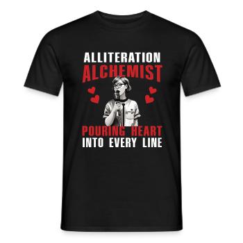 Alliteration Alchemist Poetry Slam - Men's T-Shirt - black - Front - AI Model Male 178 light (178cm)