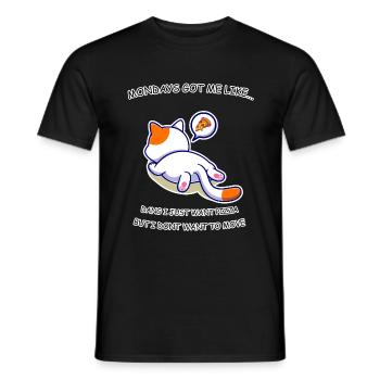 Le chat de lundi veut une pizza - T-shirt homme - noir - Devant - AI Model Male 178 light (178cm)