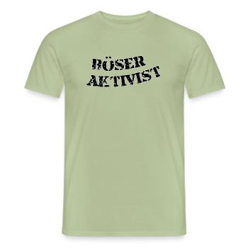 activiste maléfique - T-shirt homme - vert sauge - Devant - AI Model Male 178 light (178cm)