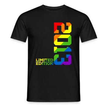 LGBTQ 2013 RAINBOW QUEER 12TH BIRTHDAY PRIDE - Men's T-Shirt - black - Front - AI Model Male 178 light (178cm)