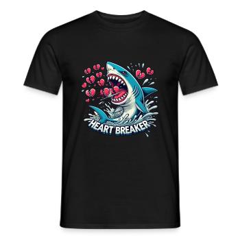 Saint-Valentin Requin Plongeur Vacances Coeur Drôle Mer - T-shirt homme - noir - Devant - AI Model Male 178 light (178cm)