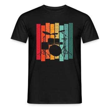 Retro Drummer Drumset Drums Drummer - Men's T-Shirt - black - Front - AI Model Male 178 light (178cm)