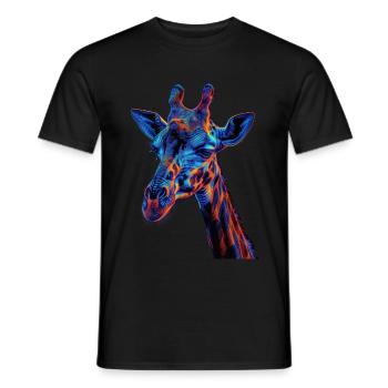 Red and Blue Giraffe Fierce and Vivid Animal Art - Männer T-Shirt - Schwarz - Vorne - AI Model Male 178 light (178cm)