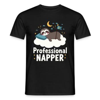 Professional Napper: Sloth Dreams - Men's T-Shirt - black - Front - AI Model Male 178 light (178cm)