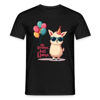 Casual llama with party hat - Men's T-Shirt - black - Front - AI Model Male 178 light (178cm)