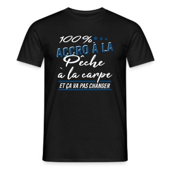 100% accro à la pêche à la carpe - T-shirt homme - noir - Devant - AI Model Male 178 light (178cm)