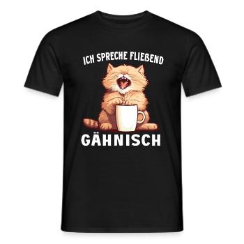 Lustig Katze Kaffee Kaffeeliebhaber Katzen Spruch - Männer T-Shirt - Schwarz - Vorne - AI Model Male 178 light (178cm)