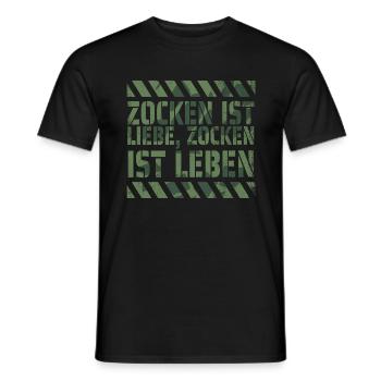 Zocken ist Liebe, Zocken ist Leben Gaming Geschenk - Männer T-Shirt - Schwarz - Vorne - AI Model Male 178 light (178cm)