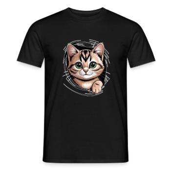 Süße Katze Mit Großen Augen - Männer T-Shirt - Schwarz - Vorne - AI Model Male 178 light (178cm)