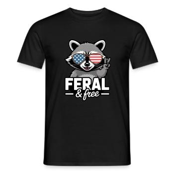 Raton laveur patriotique sauvage et libre - T-shirt homme - noir - Devant - AI Model Male 178 light (178cm)