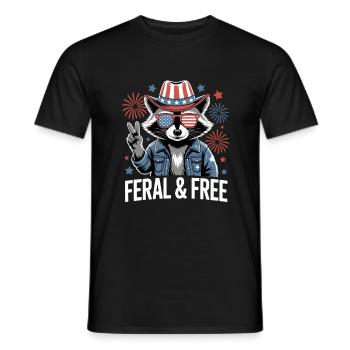 Raton laveur patriotique sauvage et libre - T-shirt homme - noir - Devant - AI Model Male 178 light (178cm)