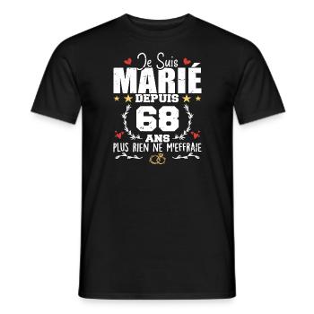 Je Suis Marié Depuis 68 Ans, Cadeau 68 Ans Mariage - T-shirt homme - noir - Devant - AI Model Male 178 light (178cm)