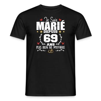 Je Suis Marié Depuis 69 Ans, Cadeau 69 Ans Mariage - T-shirt homme - noir - Devant - AI Model Male 178 light (178cm)