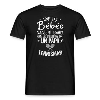 Bébés égaux Meilleurs Ont Un Papa Tennisman - T-shirt homme - noir - Devant - AI Model Male 178 light (178cm)