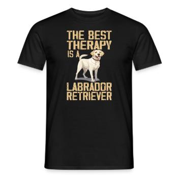 The Best Therapy Is A Labrador Retriever Dog Lover - Men's T-Shirt - black - Front - AI Model Male 178 light (178cm)