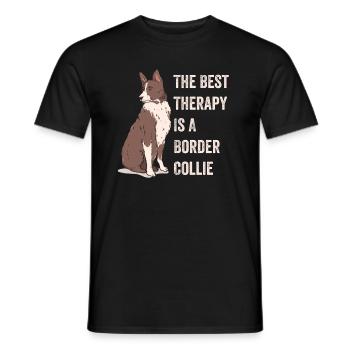 The Best Therapy Is A Border Collie Funny Dog Love - Men's T-Shirt - black - Front - AI Model Male 178 light (178cm)