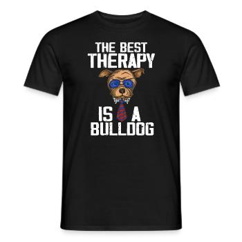 The Best Therapy Is Bulldog Dog Lover Bulldog Dog - Men's T-Shirt - black - Front - AI Model Male 178 light (178cm)
