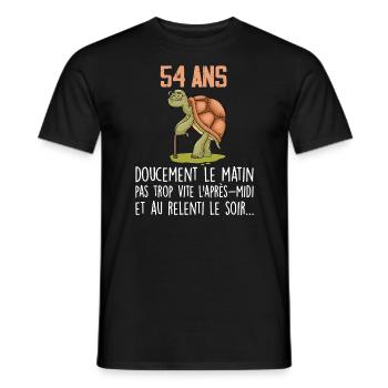 54 ans tortue anniversaire doucement vite ralenti - T-shirt homme - noir - Devant - AI Model Male 178 light (178cm)