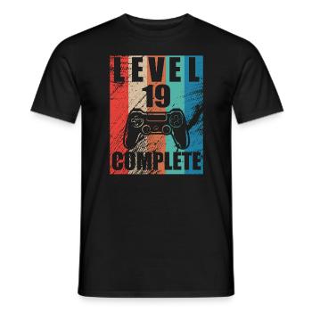 Level 19 abgeschlossen - Männer T-Shirt - Schwarz - Vorne - AI Model Male 178 light (178cm)