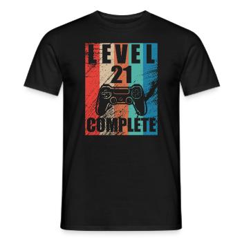 Level 21 abgeschlossen - Männer T-Shirt - Schwarz - Vorne - AI Model Male 178 light (178cm)