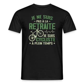 Pas À La Retraite Je Suis Cycliste À Temps Plein - T-shirt homme - noir - Devant - AI Model Male 178 light (178cm)