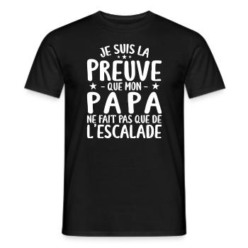 Preuve Que Papa Ne Fait Pas Que De L'escalade - T-shirt homme - noir - Devant - AI Model Male 178 light (178cm)