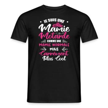 Mamie Motarde Mamou Humour - T-shirt homme - noir - Devant - AI Model Male 178 light (178cm)