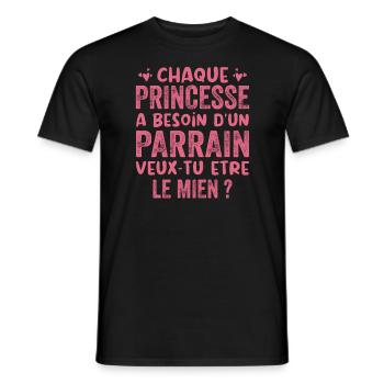 Veux Tu Etre Mon Parrain - T-shirt homme - noir - Devant - AI Model Male 178 light (178cm)